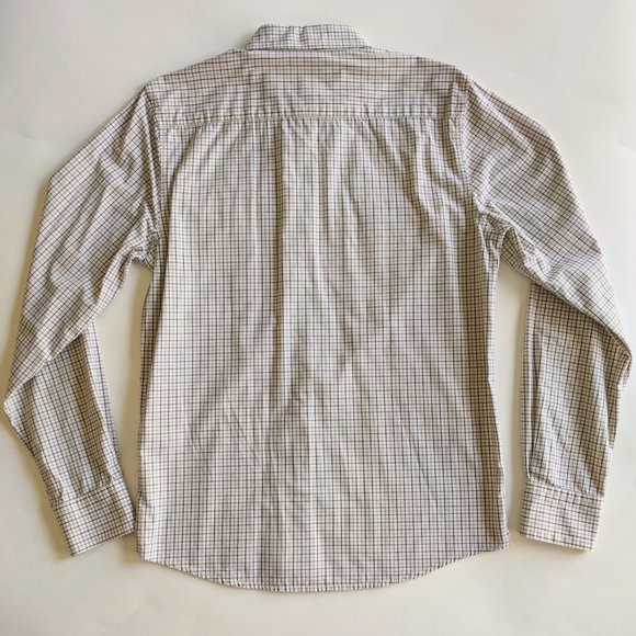 Long Sleeve Shoulder Tabs Plaid Buttondown Brown - Picture 4 of 6